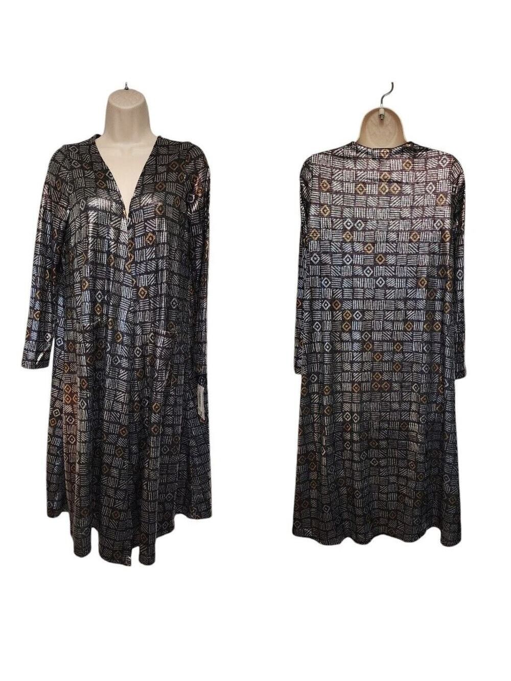 LULAROE SARAH SIZE MEDIUM LONG CARDIGAN GEOMETRIC PRINT SIZE SMALL